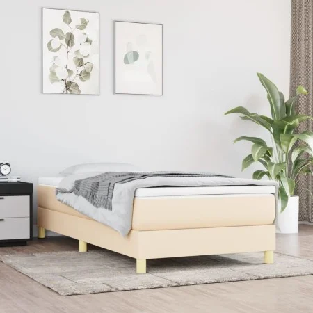 Box spring bed with cream fabric mattress 80x200 cm by vidaXL, Beds and slatted bases - Ref: Foro24-3144132, Price: 262,50 €,...