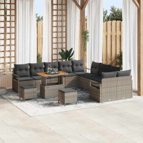Conjunto de sofá de jardín 13 pcs Gris 90 x 55 x 71 cm