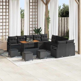 Conjunto de sofá de jardín 14 pcs Negro 110 x 55 x 71 cm