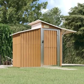 Cobertizo de jardín acero galvanizado marrón 270x130x208,5 cm de vidaXL, Cobertizos - Ref: Foro24-316245, Precio: 289,04 €, D...