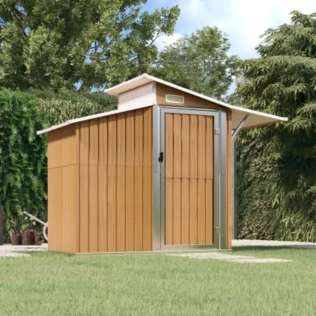 Cobertizo de jardín acero galvanizado marrón 270x130x208,5 cm de vidaXL, Cobertizos - Ref: Foro24-316245, Precio: 289,04 €, D...