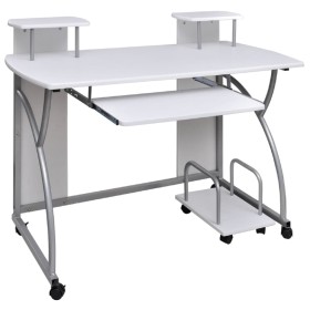 Weißer Computertisch aus Sperrholz, 110 x 52 x 88,5 cm von vidaXL, Schreibtische - Ref: Foro24-20584, Preis: 105,77 €, Rabatt: %
