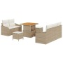 Conjunto de sofá de jardín 8 pcs Beige y Crema 80 x 80 x 71 cm