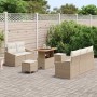 Conjunto de sofá de jardín 8 pcs Beige y Crema 90 x 55 x 71 cm