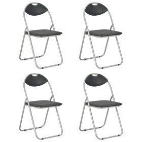 Sillas de comedor plegables 4 unidades cuero sintético negro Sillas de comedor plegables 4 unidades cuero sintético negro