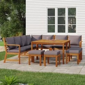 Garden dining set with cushions 11 pieces solid acacia wood by vidaXL, Garden sets - Ref: Foro24-3154973, Price: 982,87 €, Di...
