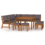 Garden dining set with cushions 11 pieces solid acacia wood by vidaXL, Garden sets - Ref: Foro24-3154973, Price: 1,00 €, Disc...