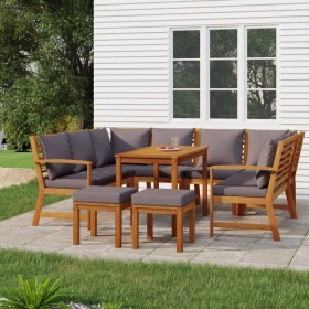 Garten-Esszimmergarnitur mit Kissen 9-teilig massives Akazienholz von vidaXL, Gartensets - Ref: Foro24-3154977, Preis: 961,39...