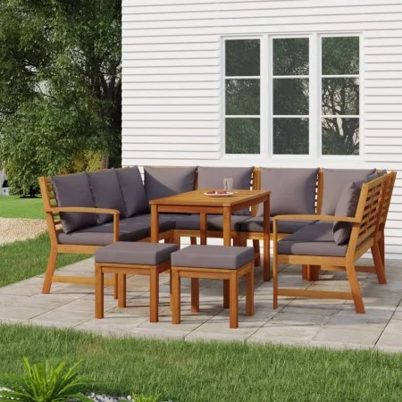 Garden dining set with cushions, 9 pieces, solid acacia wood. by vidaXL, Garden sets - Ref: Foro24-3154977, Price: 924,44 €, ...