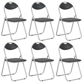 Sillas de comedor plegables 6 unidades cuero sintético negro Sillas de comedor plegables 6 unidades cuero sintético negro