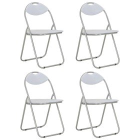 Sillas de comedor plegables 4 unidades cuero sintético blanco Sillas de comedor plegables 4 unidades cuero sintético blanco