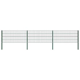 Panel de valla con postes de hierro 522x80 cm verde