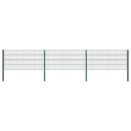 Panel de valla con postes de hierro 522x80 cm verde