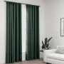 Blackout curtains with hooks linen look 2 pcs green 140x245cm by vidaXL, Curtains and curtains - Ref: Foro24-321190, Price: 5...