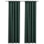 Blackout curtains with hooks linen look 2 pcs green 140x245cm by vidaXL, Curtains and curtains - Ref: Foro24-321190, Price: 5...