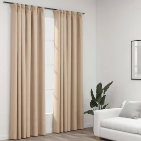 Blackout curtains hooks linen look 2 pcs beige 140x225cm by vidaXL, Curtains and curtains - Ref: Foro24-321213, Price: 51,72 ...