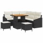 Conjunto de sofá de jardín 8 pcs Negro y crema 80 x 80 x 71 cm