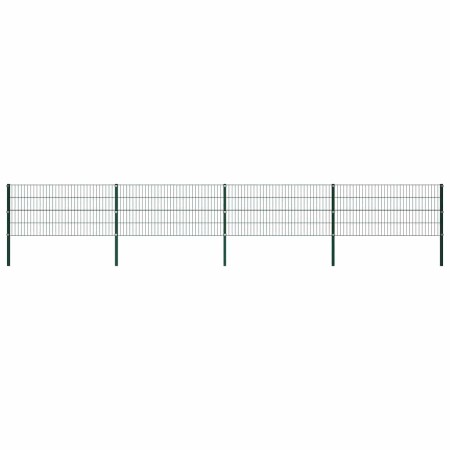 Panel de valla con postes de hierro 694,5x80 cm verde