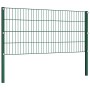 Panel de valla con postes de hierro 694,5x80 cm verde