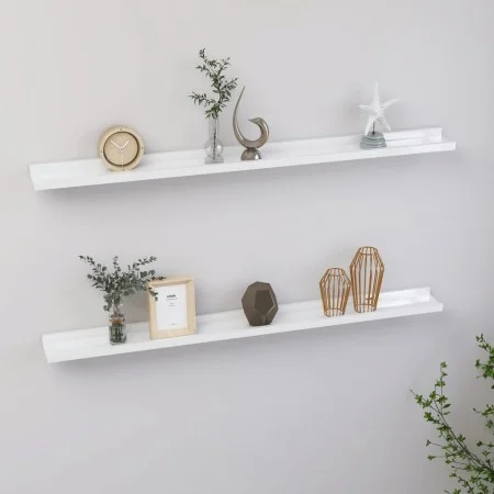 Wall shelves 2 units glossy white 100x9x3 cm by vidaXL, Shelves and shelves - Ref: Foro24-326651, Price: 28,36 €, Discount: %