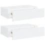 Wall shelves with drawer 2 pcs MDF white 40x23.5x10 cm by vidaXL, Shelves and shelves - Ref: Foro24-330242, Price: 61,77 €, D...