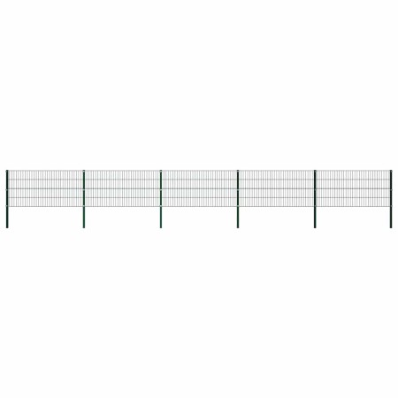 Panel de valla con postes de hierro 867x80 cm verde