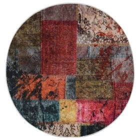 Alfombra lavable patchwork antideslizante multicolor φ120 cm