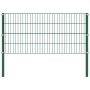 Panel de valla con postes de hierro 867x80 cm verde