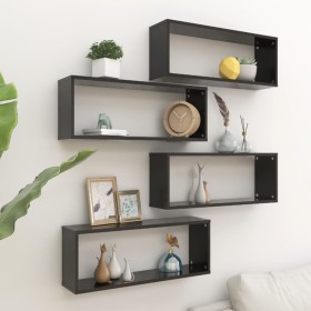 Wandwürfelregal 4 Stück schwarzes Sperrholz 60x15x23 cm von vidaXL, Regale und Regale - Ref: Foro24-807137, Preis: 49,85 €, R...