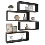 Estante cubo de pared 4 uds contrachapado negro 60x15x23 cm de vidaXL, Estantes y estanterías - Ref: Foro24-807137, Precio: 4...