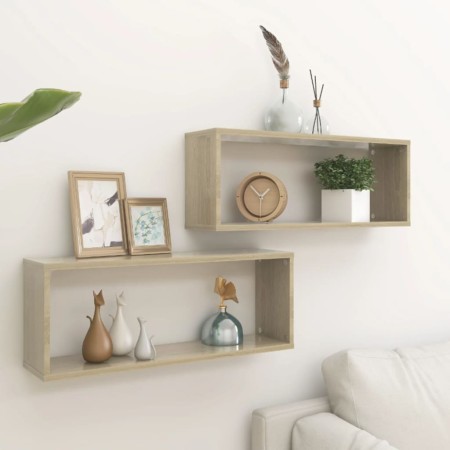 Wandwürfel Regal 2 Stück Sonoma Eiche Sperrholz 60x15x23 cm von vidaXL, Regale und Regale - Ref: Foro24-807142, Preis: 38,66 ...