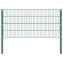 Panel de valla con postes de hierro 1040x80 cm verde
