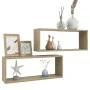 Wall cube shelf 2 units Sonoma oak plywood 60x15x23 cm by vidaXL, Shelves and shelves - Ref: Foro24-807142, Price: 37,84 €, D...