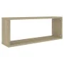 Wall cube shelf 2 units Sonoma oak plywood 60x15x23 cm by vidaXL, Shelves and shelves - Ref: Foro24-807142, Price: 37,84 €, D...