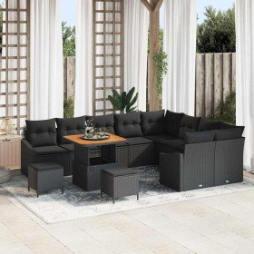 Conjunto de sofá de jardín 12 pcs Negro 80 x 80 x 71 cm