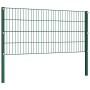 Panel de valla con postes de hierro 1212x80 cm verde