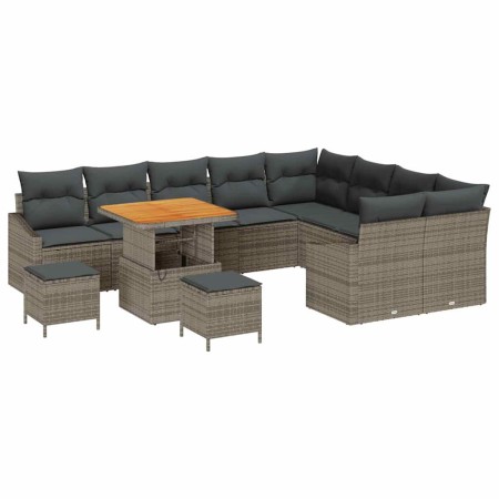 Conjunto de sofá de jardín 12 pcs Gris 80 x 80 x 71 cm