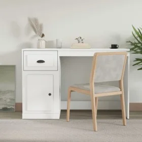 Weißer Sperrholzschreibtisch mit Schublade 115x50x75 cm von vidaXL, Schreibtische - Ref: Foro24-816472, Preis: 83,53 €, Rabat...