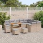 Conjunto de sofá de jardín con cojín 13 pcs Beige y Gris Claro