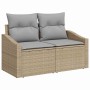 Conjunto de sofá de jardín con cojín 13 pcs Beige y Gris Claro