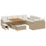 Conjunto de sofá de jardín con cojín 13 pcs Beige y Crema