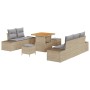 Conjunto de sofá de jardín con cojín 8 pcs Beige y Gris Claro