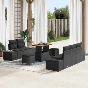 Conjunto de sofá de jardín 8 pcs Negro 90 x 55 x 71 cm Conjunto de sofá de jardín 8 pcs Negro 90 x 55 x 71 cm