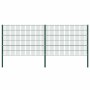 Panel de valla con postes de hierro 349x120 cm verde