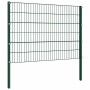 Panel de valla con postes de hierro 522x120 cm verde