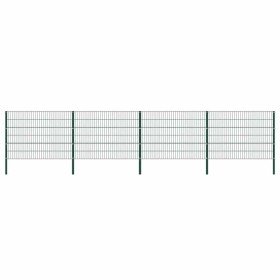 Panel de valla con postes de hierro 694,5x120 cm verde