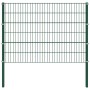 Panel de valla con postes de hierro 694,5x120 cm verde