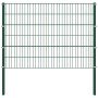 Panel de valla con postes de hierro 694,5x120 cm verde