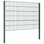 Panel de valla con postes de hierro 1212x120 cm verde