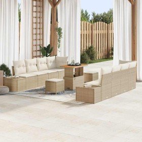 Conjunto de sofá de jardín 11 pcs Beige y Crema 90 x 55 x 71 cm